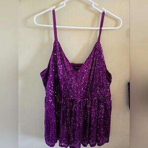 Purple Sequin Peplum Top